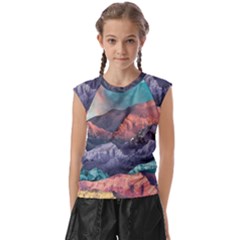 Adventure Psychedelic Mountain Kids  Raglan Cap Sleeve T-shirt by uniart180623