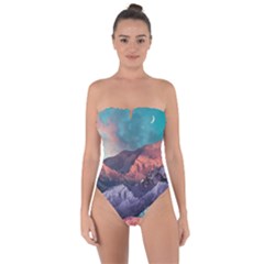 Adventure Psychedelic Mountain Tie Back One Piece Swimsuit by uniart180623