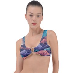 Adventure Psychedelic Mountain Ring Detail Bikini Top by uniart180623