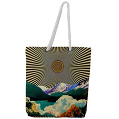 Surreal Art Psychadelic Mountain Full Print Rope Handle Tote (large) by uniart180623