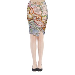 Vintage World Map Europe Globe Country State Midi Wrap Pencil Skirt by Grandong