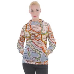 Vintage World Map Europe Globe Country State Women s Hooded Pullover by Grandong