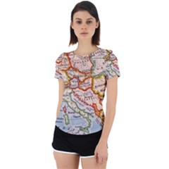 Vintage World Map Europe Globe Country State Back Cut Out Sport T-shirt