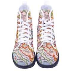 Vintage World Map Europe Globe Country State Kid s High-top Canvas Sneakers by Grandong