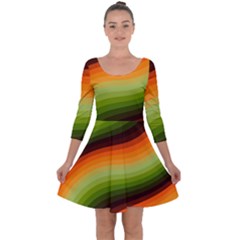 Swirl Abstract Twirl Wavy Wave Pattern Quarter Sleeve Skater Dress by pakminggu
