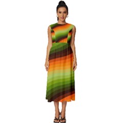 Swirl Abstract Twirl Wavy Wave Pattern Sleeveless Round Neck Midi Dress by pakminggu