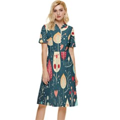 Christmas Tree Pattern Button Top Knee Length Dress by pakminggu