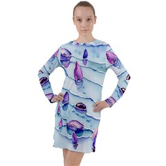 Water Tide Gemstone Long Sleeve Hoodie Dress by pakminggu