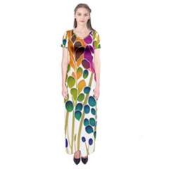 Plants Leaves Colorful Short Sleeve Maxi Dress by pakminggu