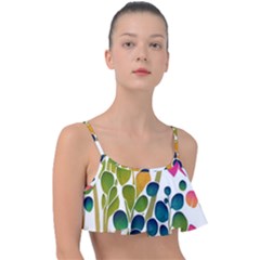 Plants Leaves Colorful Frill Bikini Top