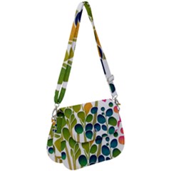 Plants Leaves Colorful Saddle Handbag