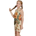 Flowers Leaves Swirl Plant Kids  Halter Collar Waist Tie Chiffon Dress View2