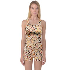 Autumn Leaves Pattern One Piece Boyleg Swimsuit by pakminggu