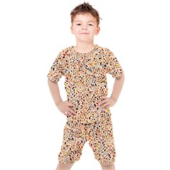 Autumn Leaves Pattern Kids  T-shirt And Shorts Set