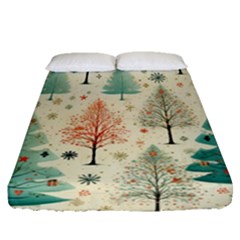 Christmas Tree Fitted Sheet (queen Size) by pakminggu