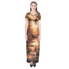 Trees Sunset Mist Short Sleeve Maxi Dress by pakminggu