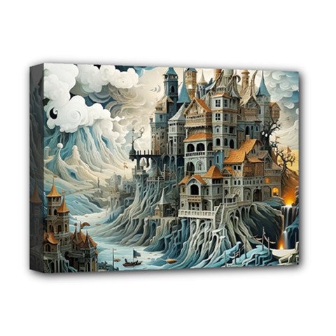 Castle Storm Sea Deluxe Canvas 16  x 12  (Stretched) 