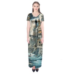 Castle Storm Sea Short Sleeve Maxi Dress by pakminggu