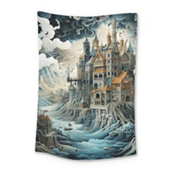 Castle Storm Sea Small Tapestry