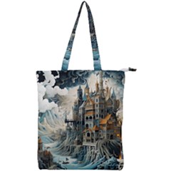 Castle Storm Sea Double Zip Up Tote Bag