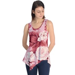 Red Pink Flower Petal Leaves Sleeveless Tunic by pakminggu