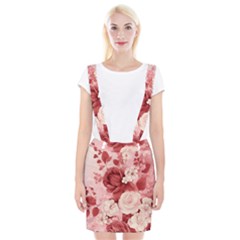 Red Pink Flower Petal Leaves Braces Suspender Skirt