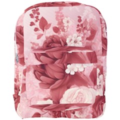 Red Pink Flower Petal Leaves Full Print Backpack