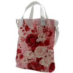 Red Pink Flower Petal Leaves Canvas Messenger Bag by pakminggu