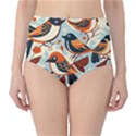 Vintage Birds pattern Classic High-Waist Bikini Bottoms View1