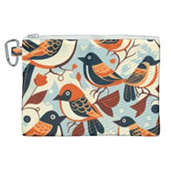 Vintage Birds Pattern Canvas Cosmetic Bag (xl) by Valentinaart