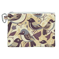 Vintage Birds Pattern Canvas Cosmetic Bag (xl)