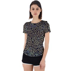 Pattern Abstract Runes Graphic Back Cut Out Sport T-shirt by pakminggu