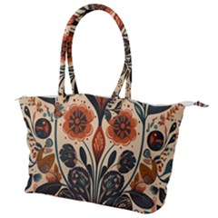 Flower Leaves Floral Canvas Shoulder Bag by pakminggu