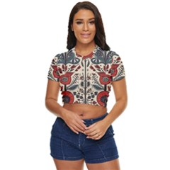 Flowers Leaves Floral Side Button Cropped T-shirt by pakminggu