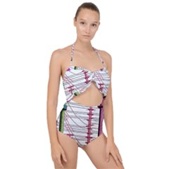 Poles Wires Scallop Top Cut Out Swimsuit