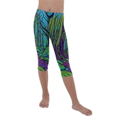 Spectral Forest Nature Kids  Lightweight Velour Capri Leggings  by uniart180623