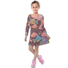 Tropical Fish Kids  Long Sleeve Velvet Dress by uniart180623