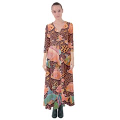 Tropical Fish Button Up Maxi Dress by uniart180623