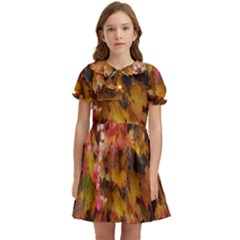 Red And Yellow Ivy  Kids  Bow Tie Puff Sleeve Dress by okhismakingart