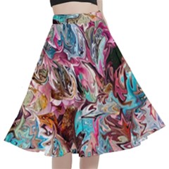 Pink Petals Blend A-line Full Circle Midi Skirt With Pocket by kaleidomarblingart