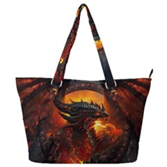 Dragon Art Fire Digital Fantasy Full Print Shoulder Bag by Bedest