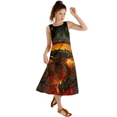 Dragon Art Fire Digital Fantasy Summer Maxi Dress by Bedest