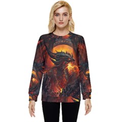 Dragon Art Fire Digital Fantasy Hidden Pocket Sweatshirt by Bedest