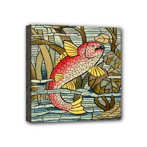 Fish Underwater Cubism Mosaic Mini Canvas 4  X 4  (stretched)