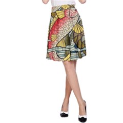 Fish Underwater Cubism Mosaic A-line Skirt by Bedest