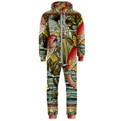 Fish Underwater Cubism Mosaic Hooded Jumpsuit (men) by Bedest