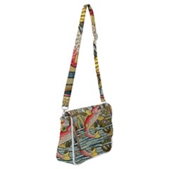 Fish Underwater Cubism Mosaic Shoulder Bag With Back Zipper by Bedest