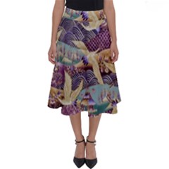 Textile-fabric-cloth-pattern Perfect Length Midi Skirt by Bedest