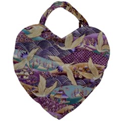 Textile-fabric-cloth-pattern Giant Heart Shaped Tote by Bedest