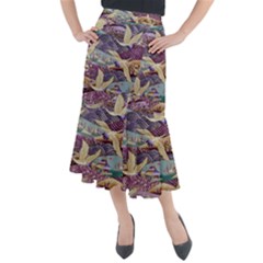 Textile-fabric-cloth-pattern Midi Mermaid Skirt by Bedest